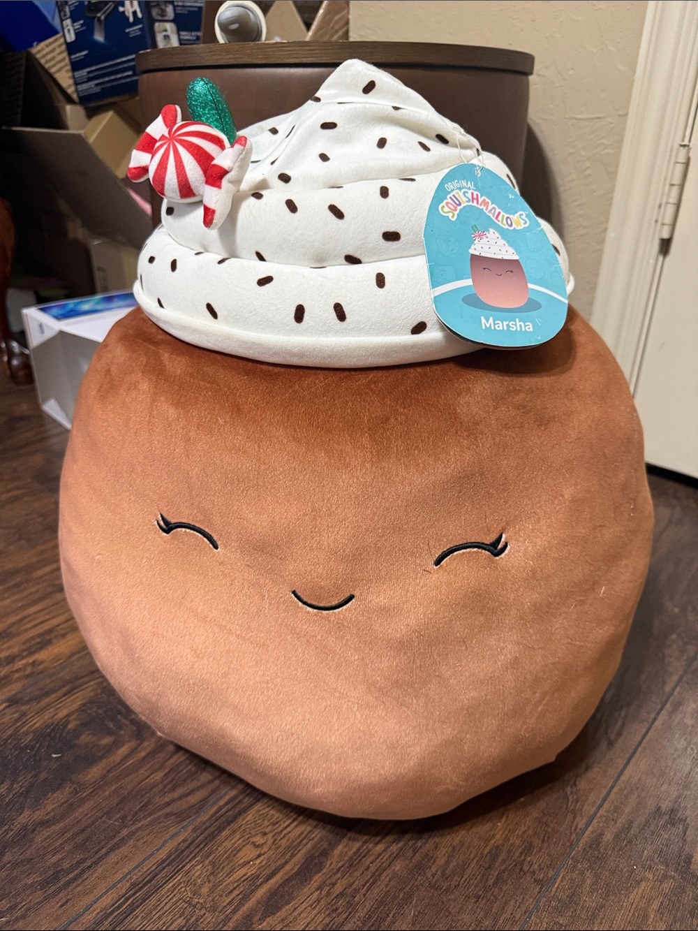 Squishmallows Marsha Brown & White Dessert Plush with Candy Accent